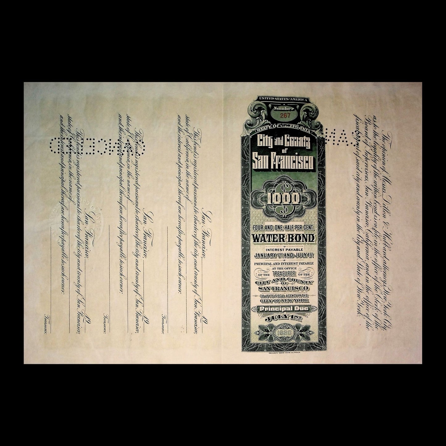 City and County of San Francisco California Bonds from 1930s to 1970s