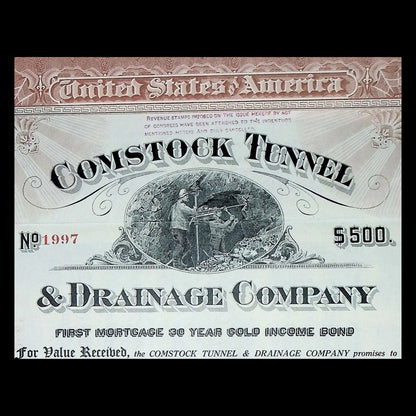 Comstock Tunnel & Drainage Company from Nevada - Bond Certificate from 1919