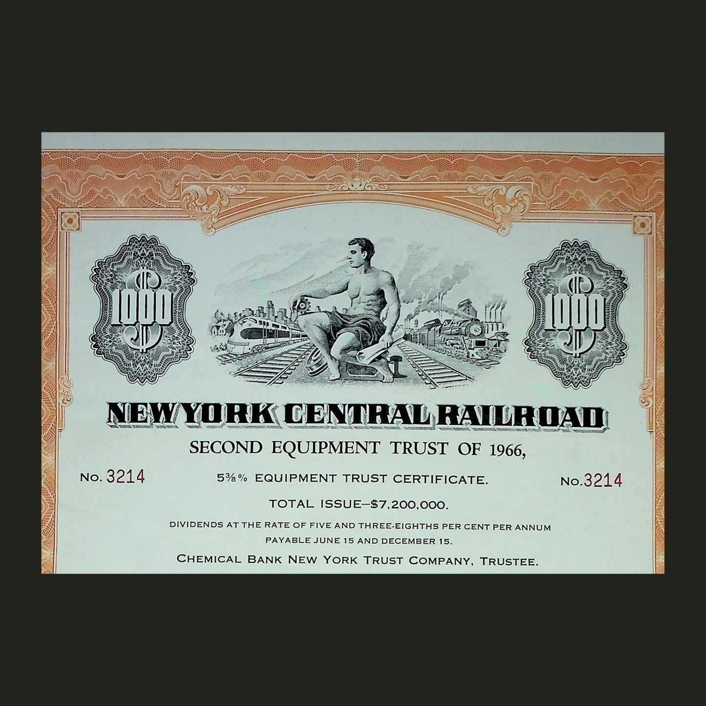 New York Central Railroad Second Equipment Trust of 1966 Bond