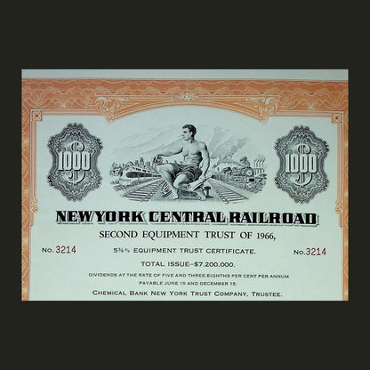 New York Central Railroad Second Equipment Trust of 1966 Bond