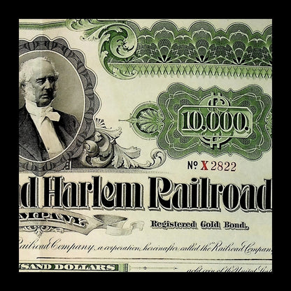 The New York and Harlem Railroad Company Bond with portrat of Vanderbilt