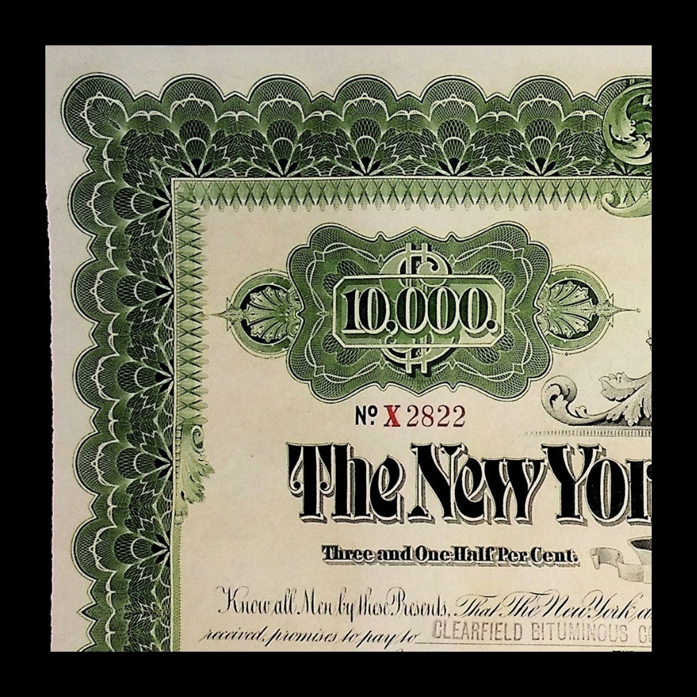 The New York and Harlem Railroad Company Bond with portrat of Vanderbilt