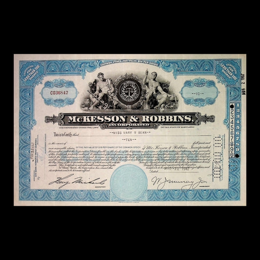McKesson & Robbins Incorporated Stock Certificate from 1940s–1950s