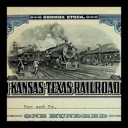 Missouri-Kansas Texas Railroad (Katy Railroad) Company Stock Certificate from 1940s