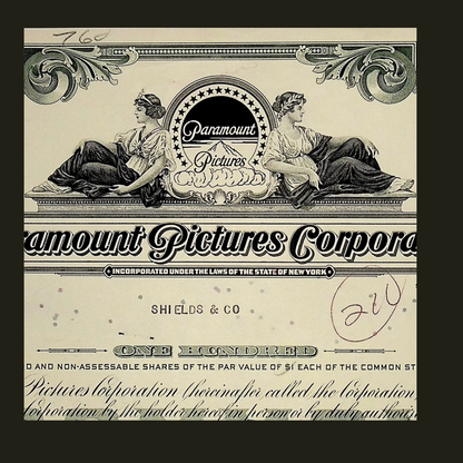 Paramount Pictures Stock Certificate from 1960s