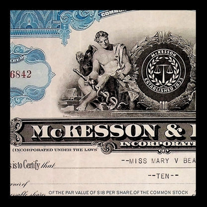 McKesson & Robbins Incorporated Stock Certificate from 1940s–1950s