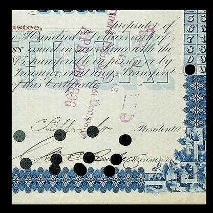 Northern Pacific Railroad Company Stock Certificate – Issued and Signed by Jay Cooke from 1876