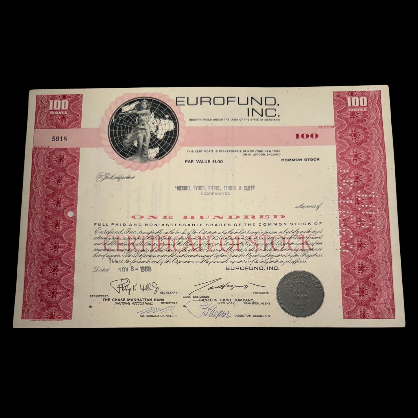 Eurofund Inc 股票证书