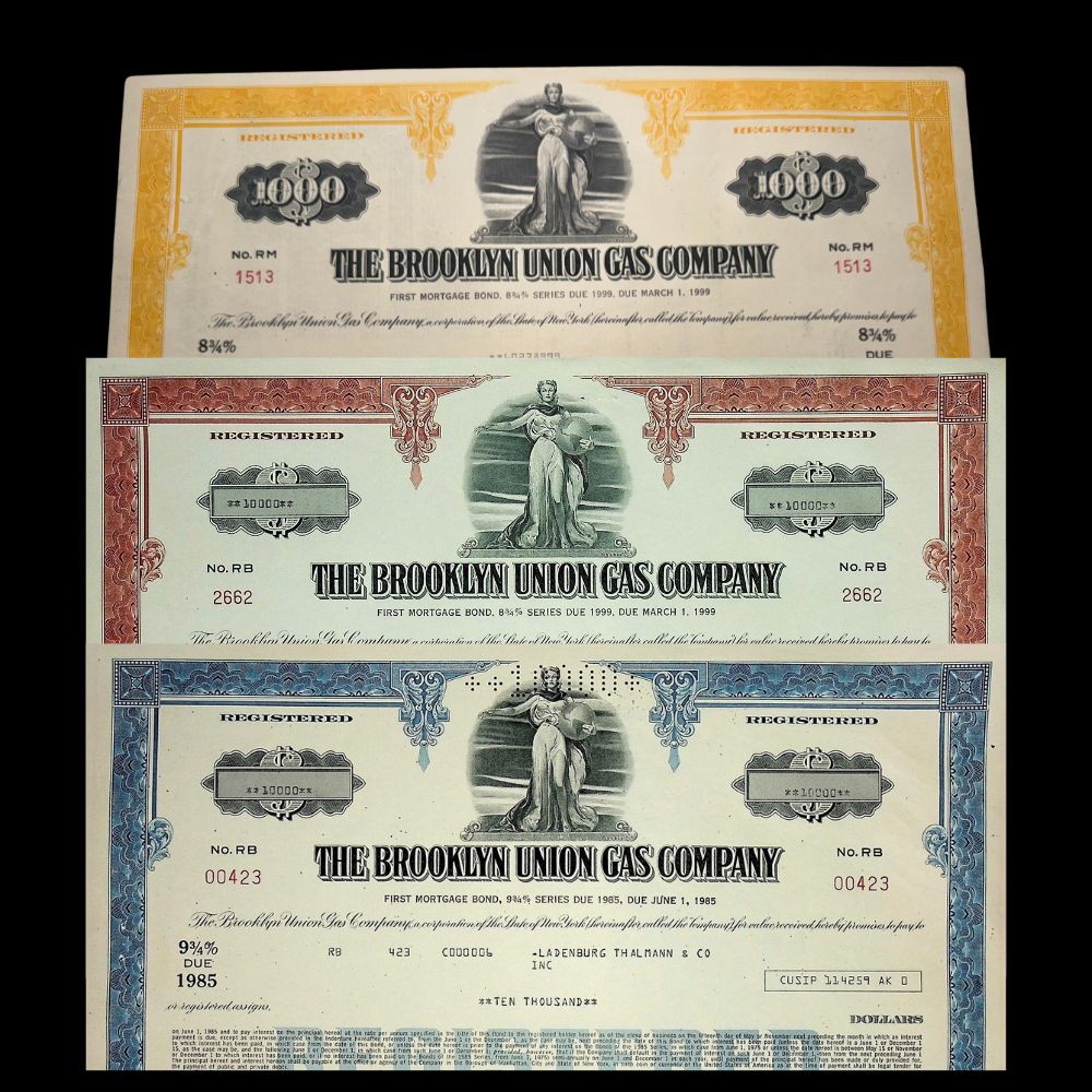 Brooklyn Union Gas Company now NationalGrid NYC Bond Certificates from 1970s