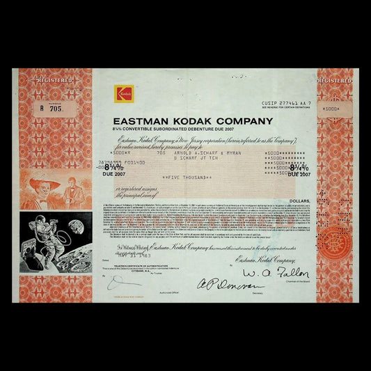 Eastman Kodak Company Bond Certificate 1980 (with astronaut filming)