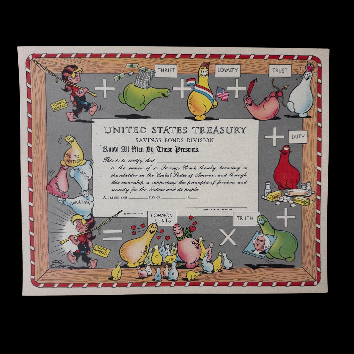 Al Capp Designed United States Treasury Bond from 1950s