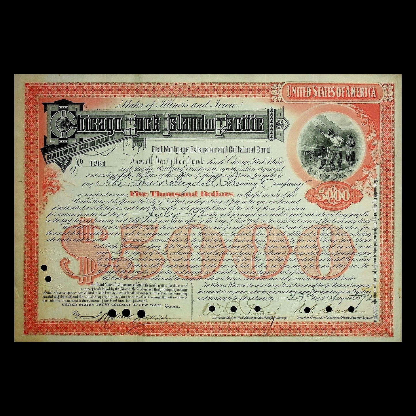 Chicago, Rock Island and Pacific Railroad Bond from 1890s