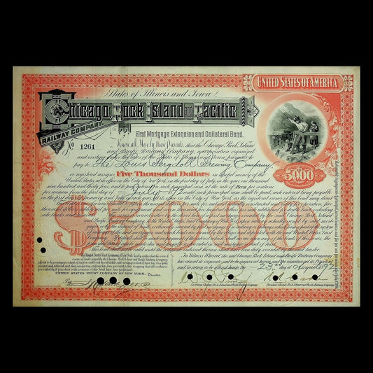 Chicago, Rock Island and Pacific Railroad Bond from 1890s