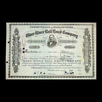 Ware River Rail Road Company Stock Certificate (Massachusetts) from 1940/50s
