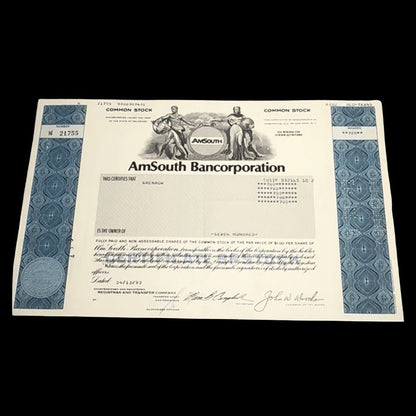 Amsouth Bancorporation (now Regions Bank) Stock Certificate from 1990s