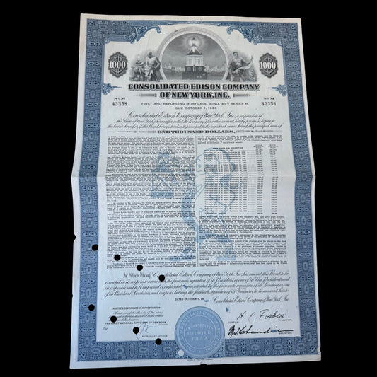 Consolidated Edison Company Bond from 1957