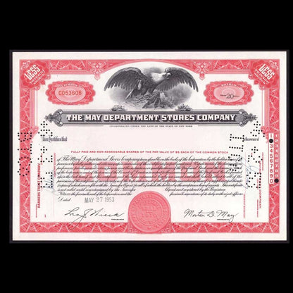 May Department Stores Co（现为 Macys），1941 年股票证书