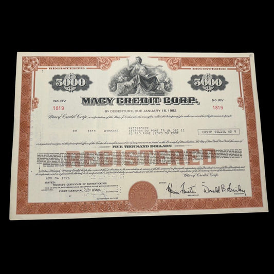 Macy Credit Corporation Bond Certificate ($5,000)