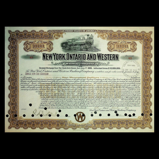 New York Ontario & Western Railway Company Gold Bond from 1913