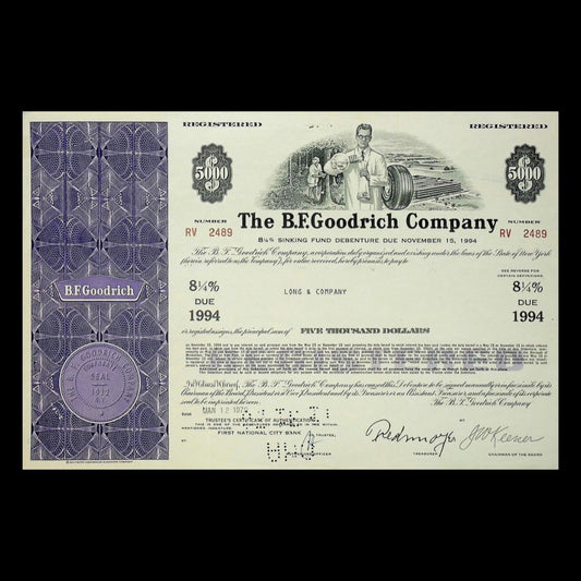 BF Goodrich Bond Certificates from 1970s - Tire & Rubber