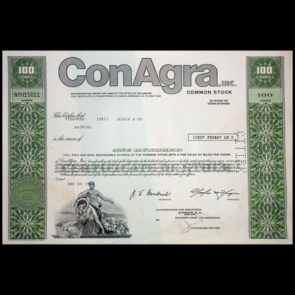 ConAgra Inc Stock Certificate from 1980s