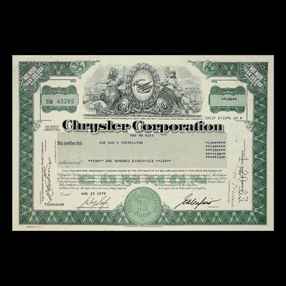 Chrysler Automotive Stock and Bond Certificates from 1970s