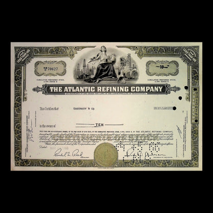 The Atlantic Refining Company (now BP) Stock Certificate from 1960s