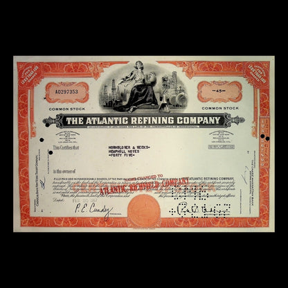 The Atlantic Refining Company (now BP) Stock Certificate from 1960s