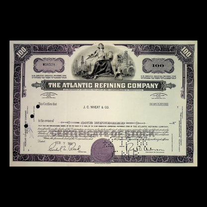 The Atlantic Refining Company (now BP) Stock Certificate from 1960s