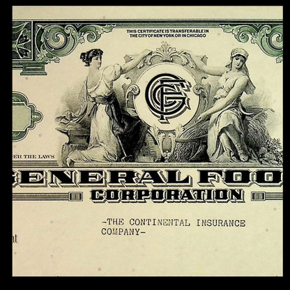 General Foods Corporation Stock Certificates from 1960s (Brown and Green)
