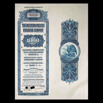 The Western Pacific Railroad Company Bond Certificate from 1947