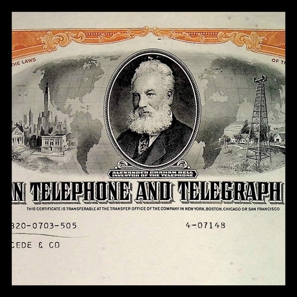 AT&amp;T - 美国电话电报公司 (feat Alexander Graham Bell) 股票证书
