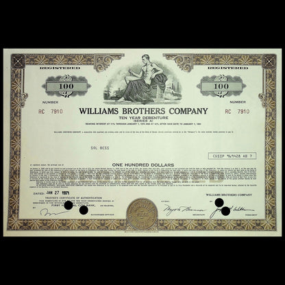 Williams Brothers Company (reduced by Buffet) Bond Certificate