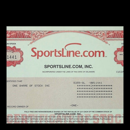 Sportsline.com Inc. Stock Certificate from 2003
