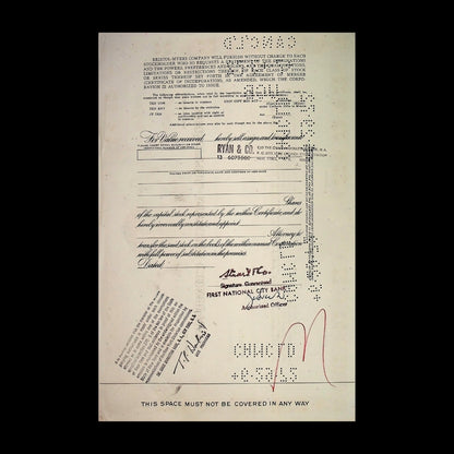 Bristol-Myers Company Stock Certificate from 1960s (Brown)