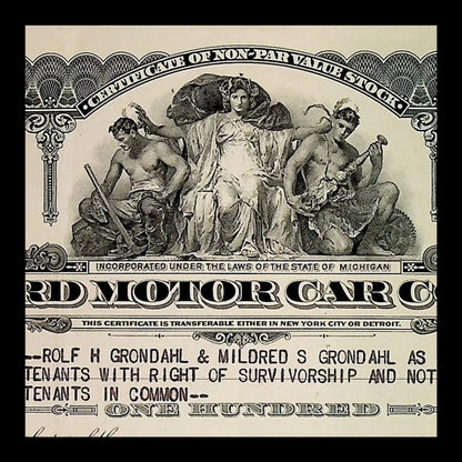 Packard Motor Car Company Stock Certificate from 1940s