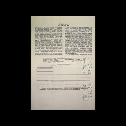 Pfizer Incorporated Bond Certificate from 1980s (Brown)