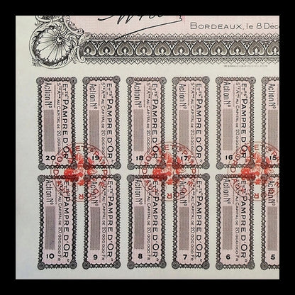 Pampre d’Or Jus de Fruits (Bordeaux Grape Farm) Stock Certificate from 1946 - Unissued