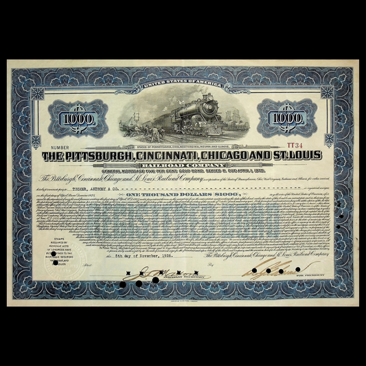 The Pittsburgh, Cincinnati, Chicago and St. Louis Railroad Company Bond Certificate