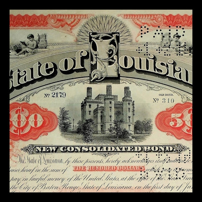 State of Louisiana Bond Certificate from 1892 Signed By Mayor Murphy J. Foster