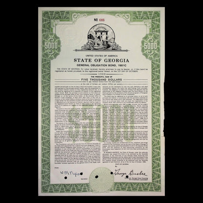 State of Georgia General Obligation Bond from 1981