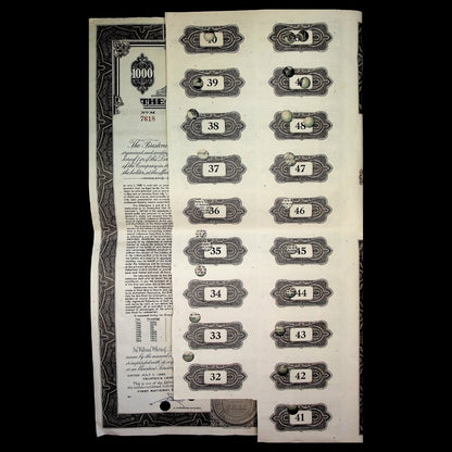 Firestone Tire & Rubber Company Bond Certificate from 1963 with coupons