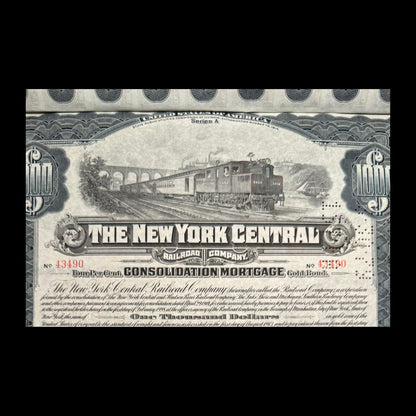 New York Central Railroad Company Bond (with coupons) from 1913