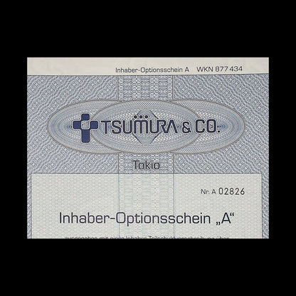 Tsumura & Co Bearer Warrant Certificate (Pharma co from Tokyo)  from 1989 in German