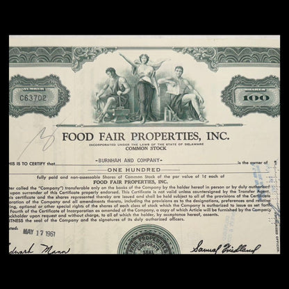 Food Fair Properties, Inc 股票证书