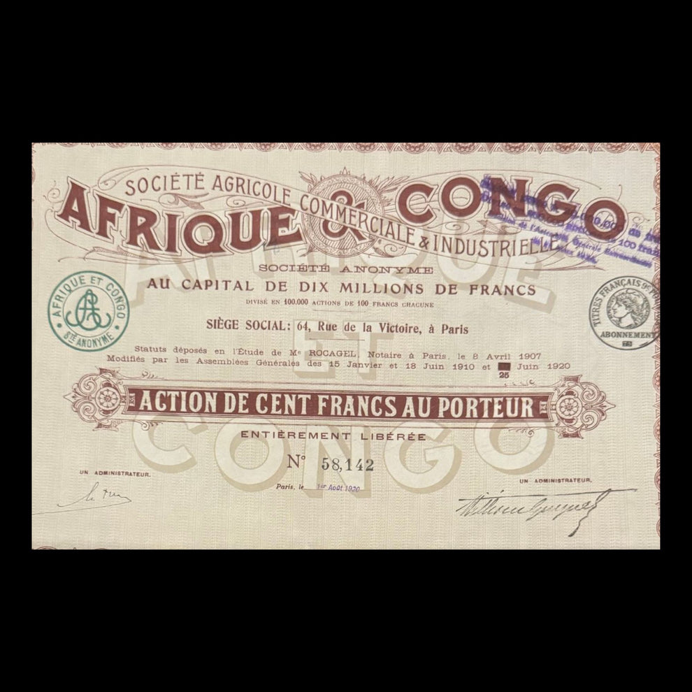 Africa & Congo Agricultural, Commercial & Industrial Company, French S ...