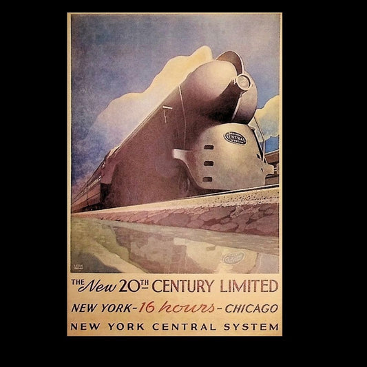 Vintage-style poster advertising the New 20th Century Limited train route.