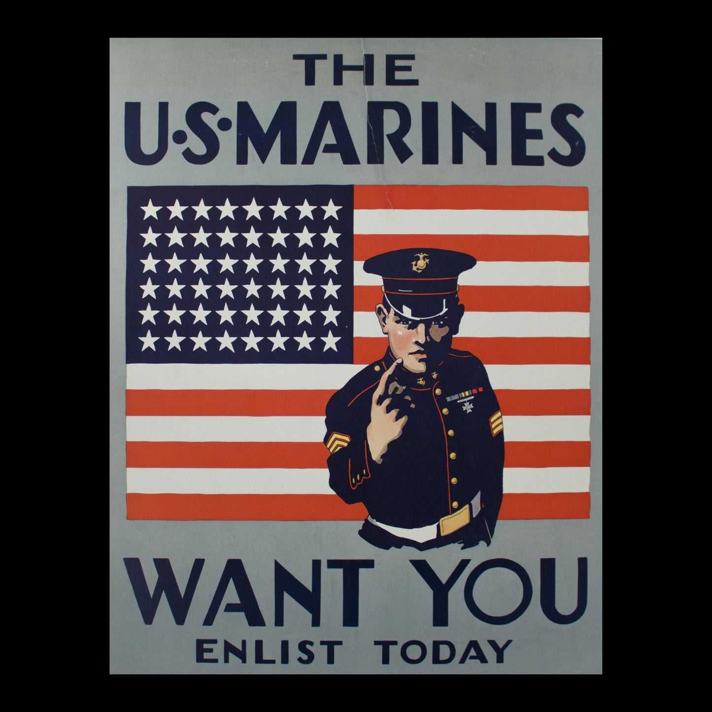 "The U.S. Marines Want You Enlist Today" Replica Postcard