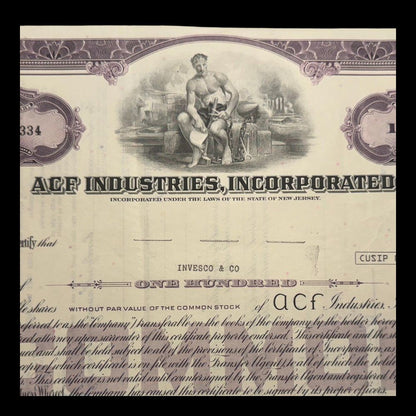 ACF Industries Inc (Carl Ichan owned) Stock Certificate from 1970s