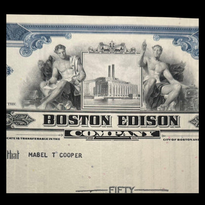 Boston Edison Company Stock Certificate from 1960s Massachusetts